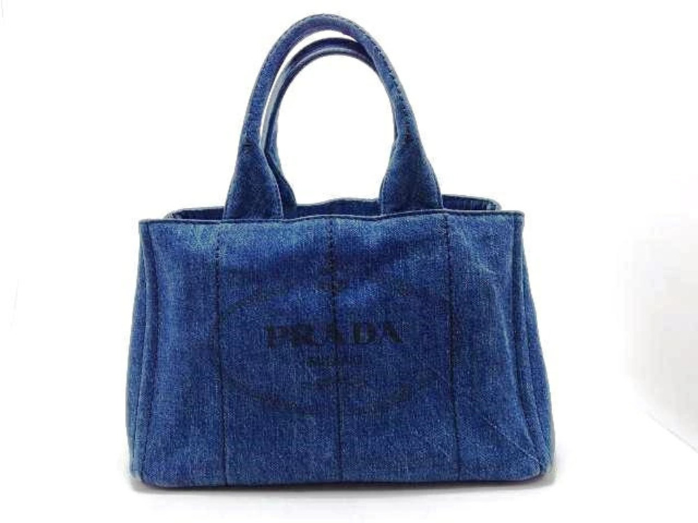 Prada Handbag Denim Canapa Blue